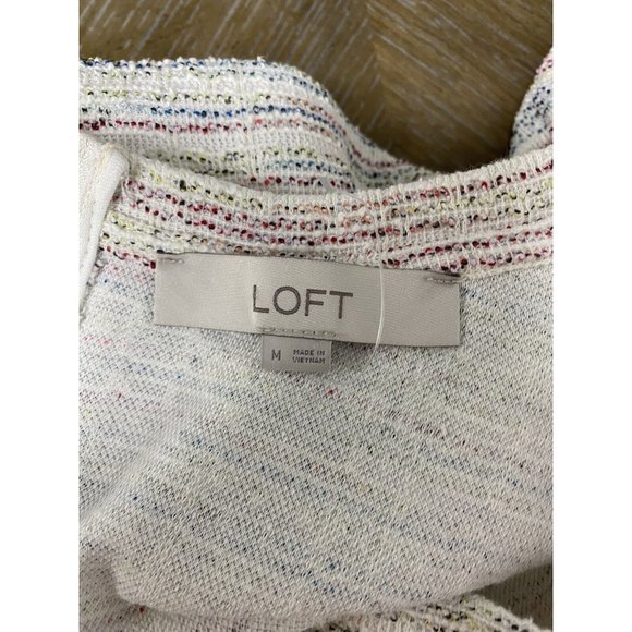 Ann Taylor Loft Rainbow Tweed Dress Medium Short Balloon Half Sleeve Pockets - Picture 8 of 11